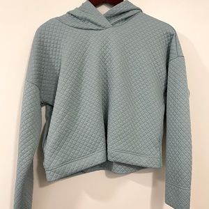 Blue Boxed Waffle Style Hooded Womens Medium Athletic Sweater